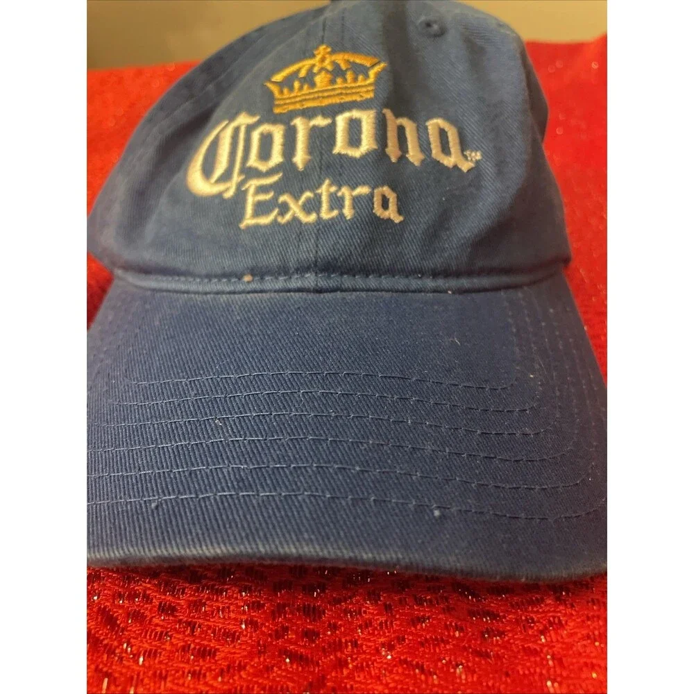 Corona Extra Beer Hat Cap Strap Back Adjustable One Size Blue Embroidered